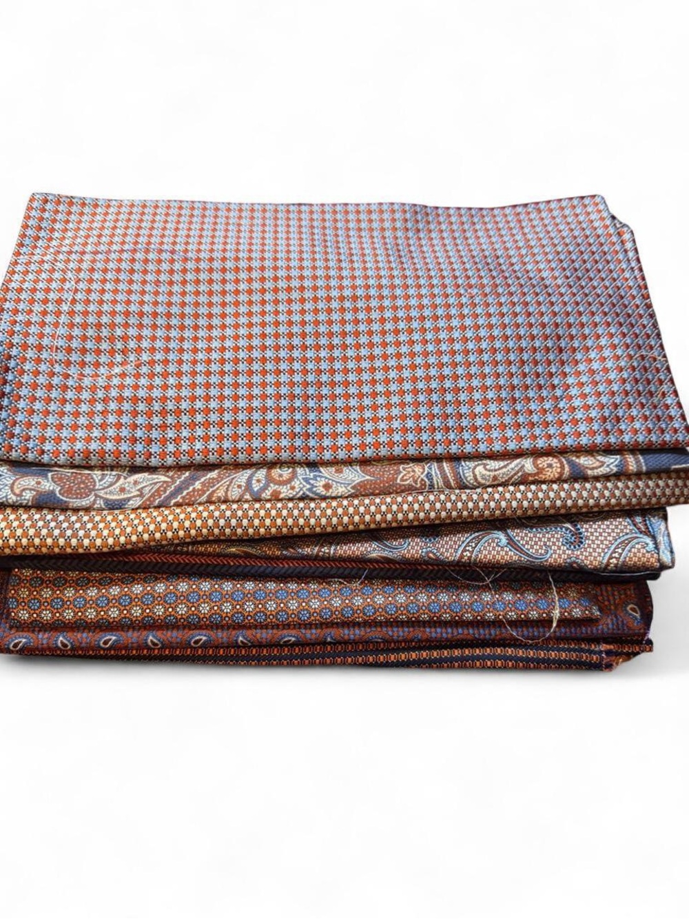 8pc bundle lot Orange 100% Italian silk fabric remnants